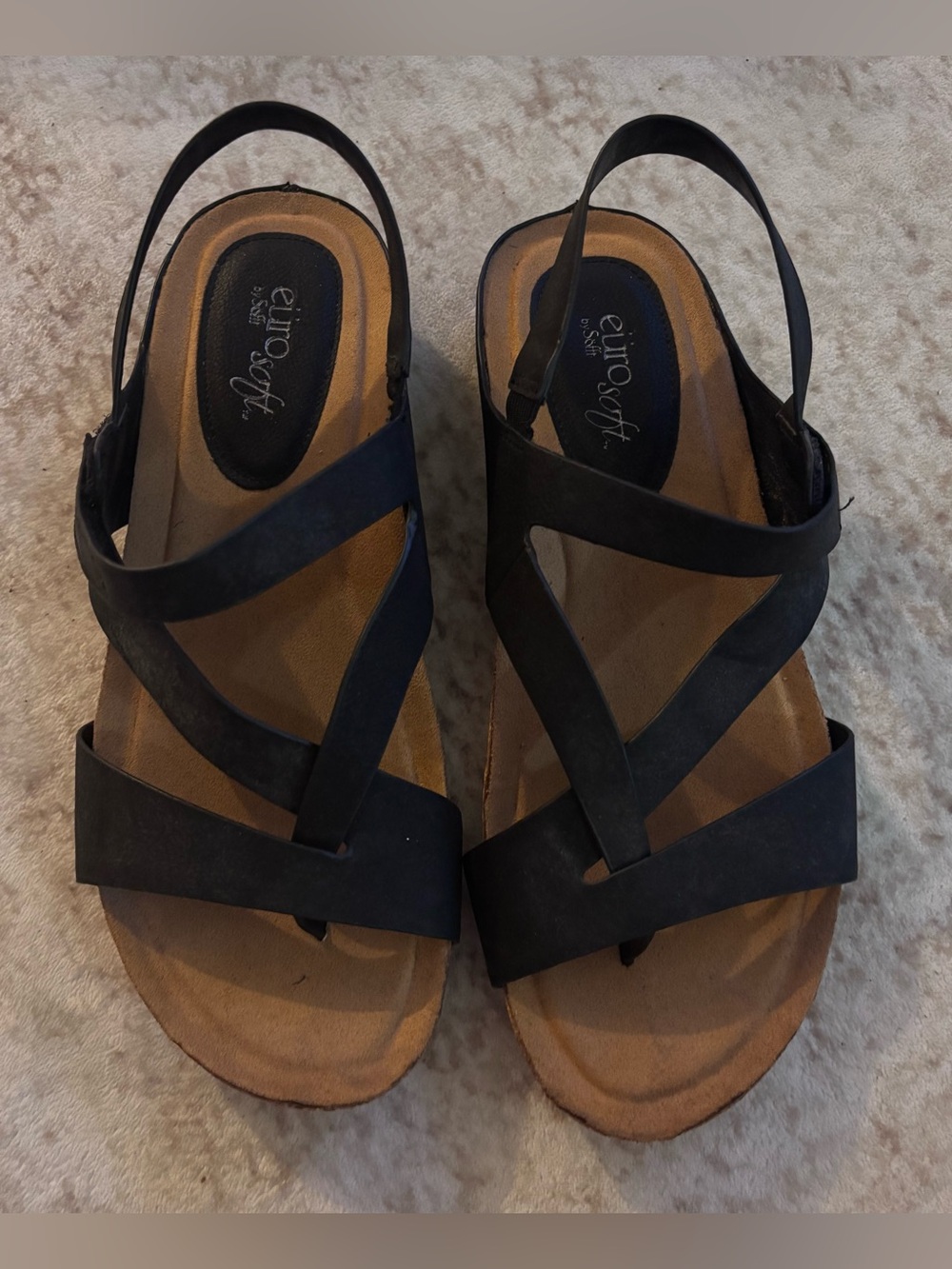 Eurosoft by Sofft Gianetta Black Slingback Comfort Sandals Size 8.5